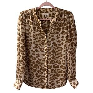 Banana Republic Beige Animal Print Button Down Blouse